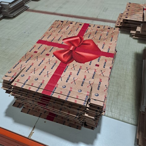 Once all the boxes were cut out, we arranged them neatly into stacks to send as flatpack to American Golf’s Hull branch